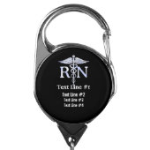 Your Text Registered Nurse RN Caduceus Snakes Badge Holder (Carabiner Front)