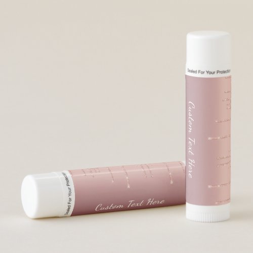 Your Text Rose Gold Blush Glitter Sparkle Drips Lip Balm