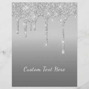 Your Text Silver Glitter Sparkle Drips Letterhead