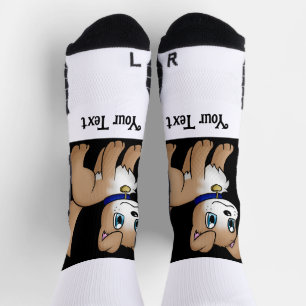 Your Text Stylish Puppy Image Print Athletic Crew Socks