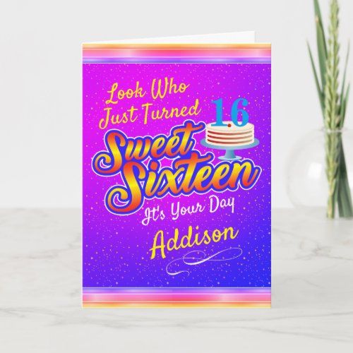 Your Text Sweet 16 Sixteen Birthday Card