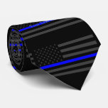 Your Text Thin Blue Line Custom Grey Us Flag Tie at Zazzle