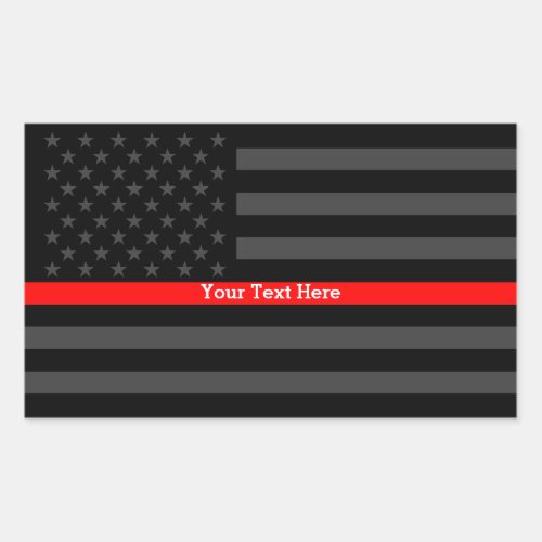 Your Text Thin Red Line Black US Flag Decor Rectangular Sticker