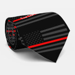 Your Text Thin Red Line Custom Grey Us Flag Neck Tie at Zazzle