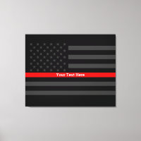 Your Text Thin Red Line Stylish Black US Flag on a