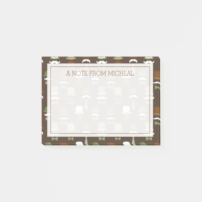 Your Text | Top Hat Mustache Post-it Notes (Front)