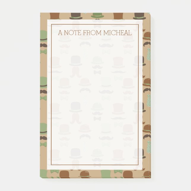 Your Text | Top Hat Mustache Post-it Notes (Front)