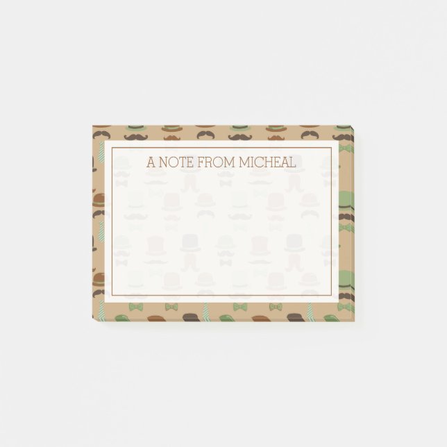 Your Text | Top Hat Mustache Post-it Notes (Front)