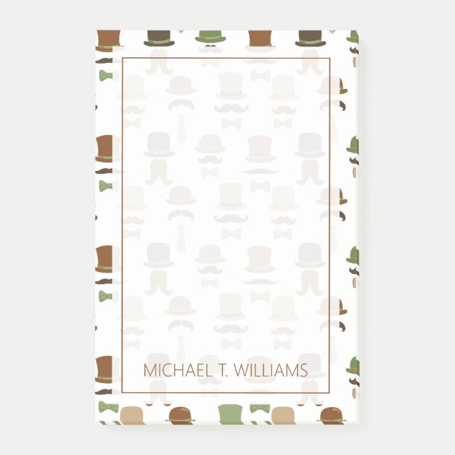 Your Text | Top Hat Mustache Post-it Notes (Front)