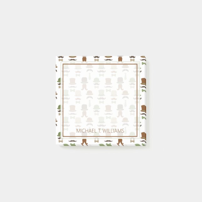 Your Text | Top Hat Mustache Post-it Notes (Front)