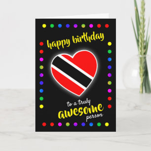 Your Text Trinidad Flag Heart HAPPY BIRTHDAY CARD