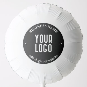 Your Text & Uploaded Logo Editable Black & White Balloon