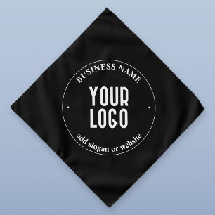Your Text & Uploaded Logo   Editable Black & White Bandana