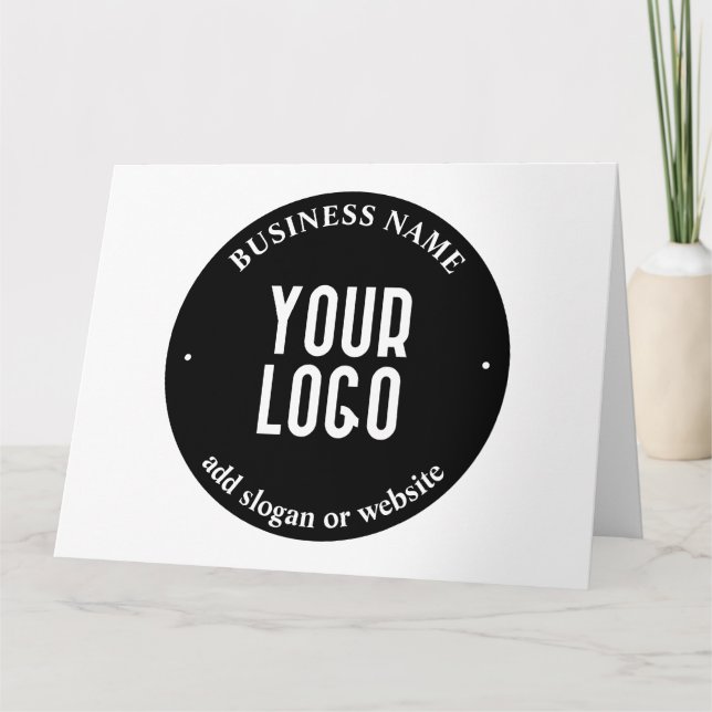Your Text & Uploaded Logo | Editable Black & White Card (Front)