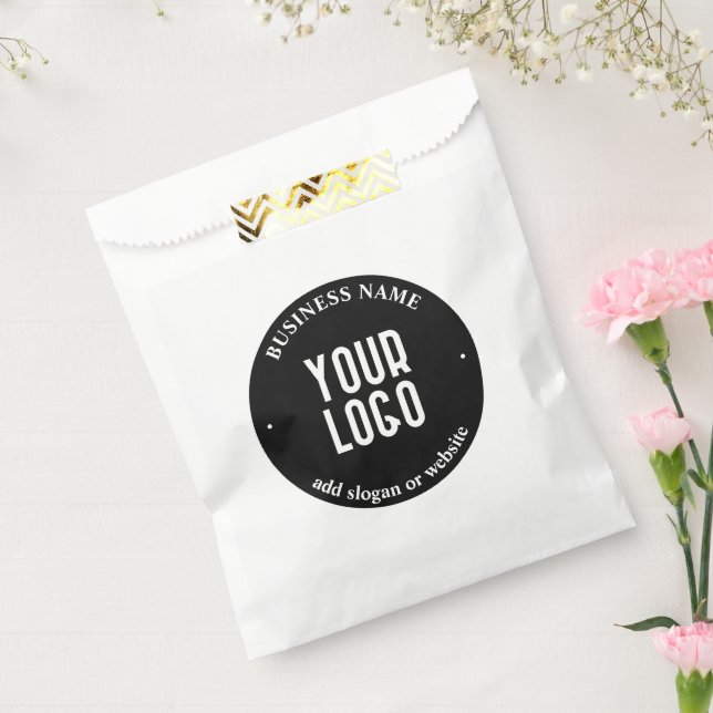 Your Text & Uploaded Logo | Editable Black & White Favor Bag (Sealed)