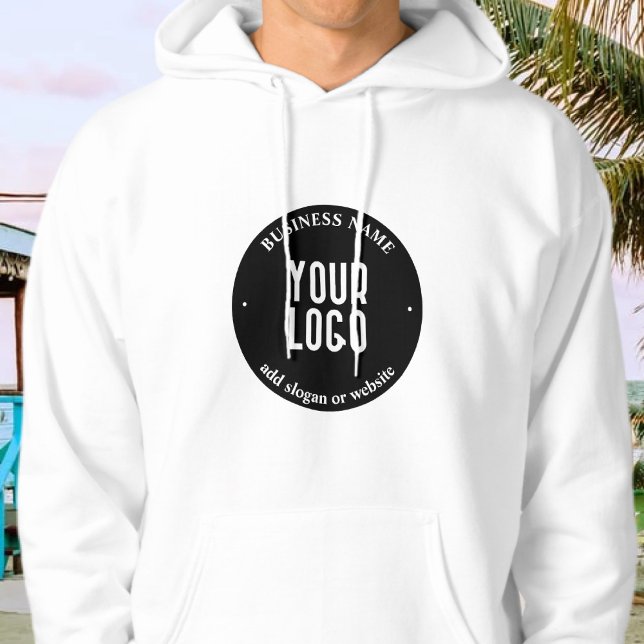 Your Text & Uploaded Logo | Editable Black & White Hoodie (Creator Uploaded)
