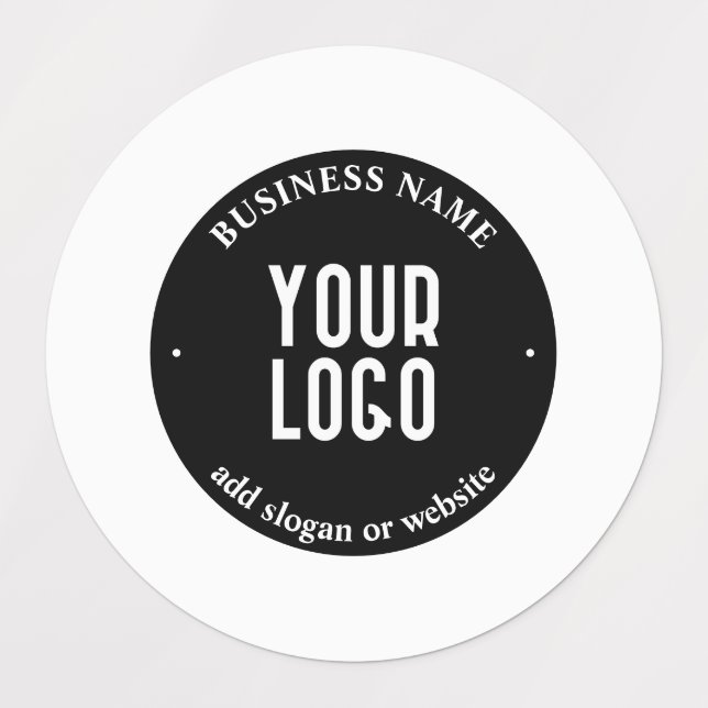 Your Text & Uploaded Logo | Editable Black & White Labels (Design 1)