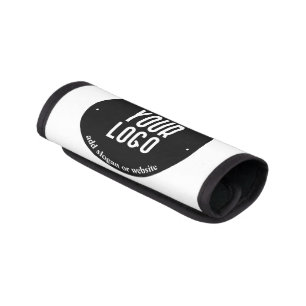 Your Text & Uploaded Logo Editable Black & White Luggage Handle Wrap