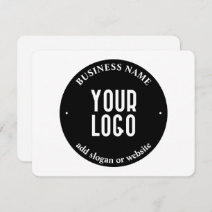 Your Text & Uploaded Logo   Editable Black & White Note Card