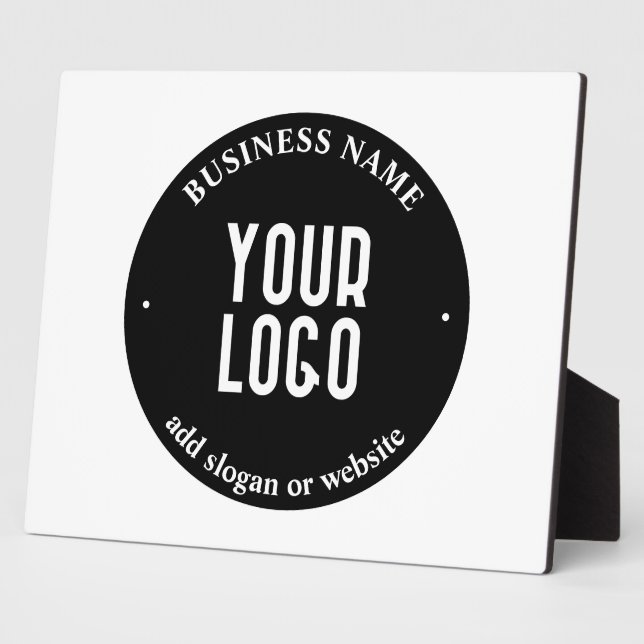 Your Text & Uploaded Logo | Editable Black & White Plaque (Side)