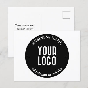 Your Text & Uploaded Logo Editable Black & White Postcard