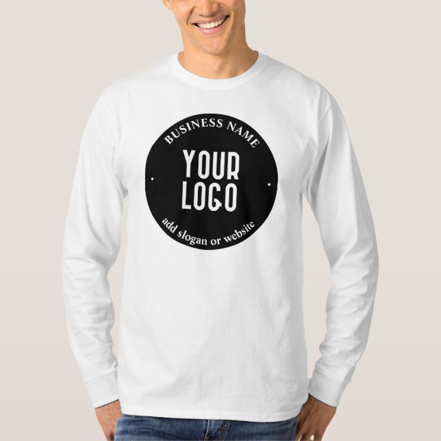 Your Text & Uploaded Logo | Editable Black & White T-Shirt (Front)