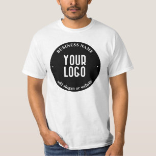 Your Text & Uploaded Logo Editable Black & White T-Shirt