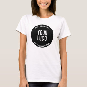 Your Text & Uploaded Logo Editable Black & White T-Shirt