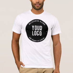 Your Text & Uploaded Logo Editable Black & White T-Shirt