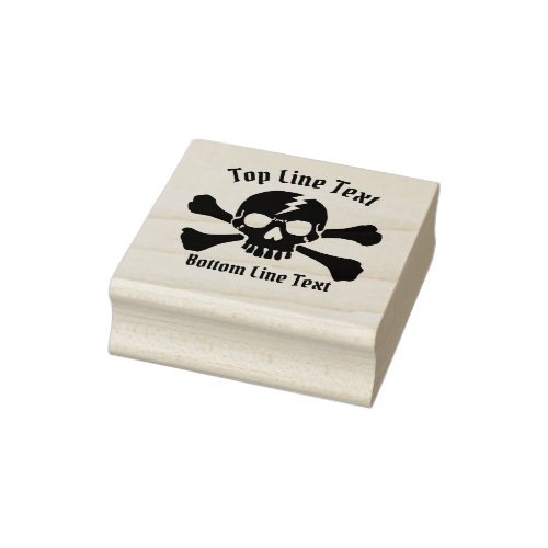 Your Text with a Crossbones DJ Skull Design Rubber Stamp