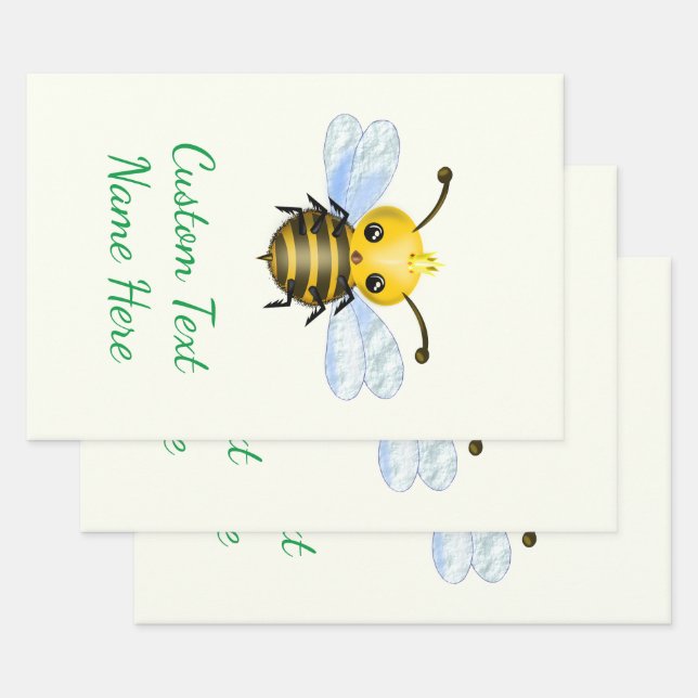 Your Text Wrapping Paper Sheets with Queen Bee (Set)