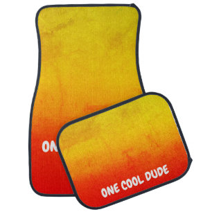 (Your Text) Yellow / Burnt Orange Gradient Grunge Car Floor Mat