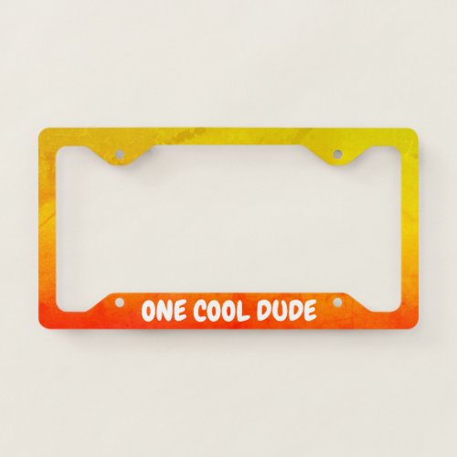 Your Text Yellow  Burnt Orange Gradient Grunge License Plate Frame