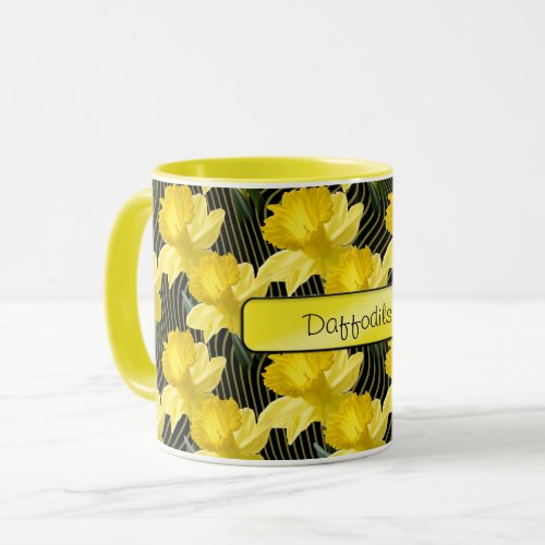 Your Text  Yellow Daffodils Pattern Floral Photo Mug