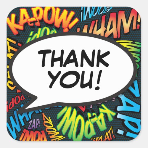 Your Thank You Message Speech Bubble Fun Retro Square Sticker