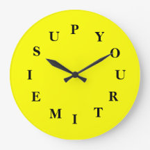 Your Time Is Up Yellow Large Round Clock by Janz