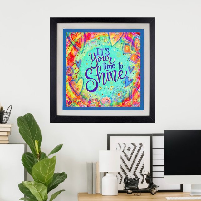 Your Time to Shine Pretty Aqua Hearts Inspiring Poster (Creator Uploaded)