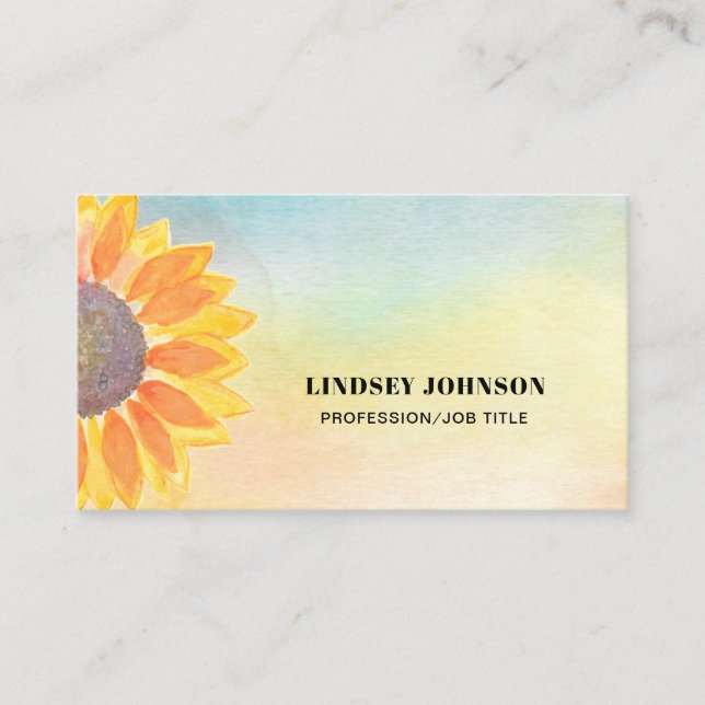 Your Title Floral Watercolor Business Card (Front)