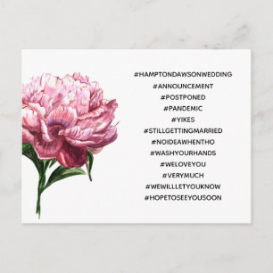 Your Top 12 Hashtags Peony Postponed Wedding Postcard