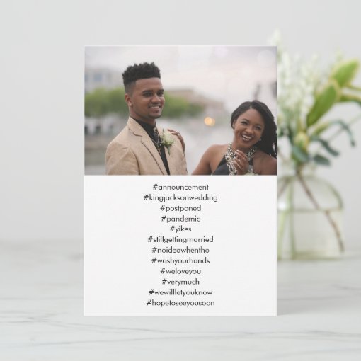 Your Top 12 Hashtags Photo Postponed Wedding Invitation Zazzle