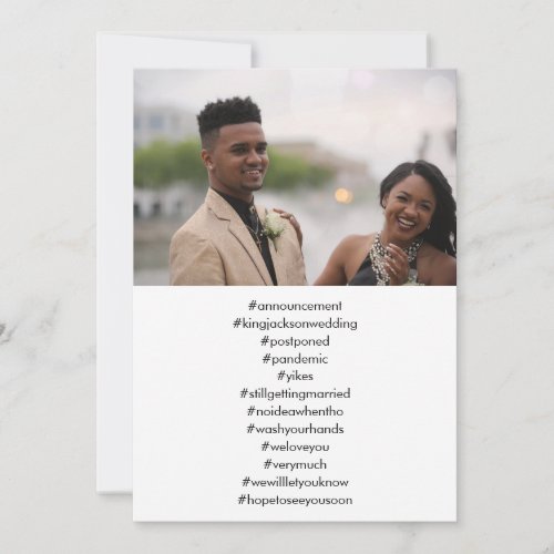 Your Top 12 Hashtags Photo Postponed Wedding Invitation