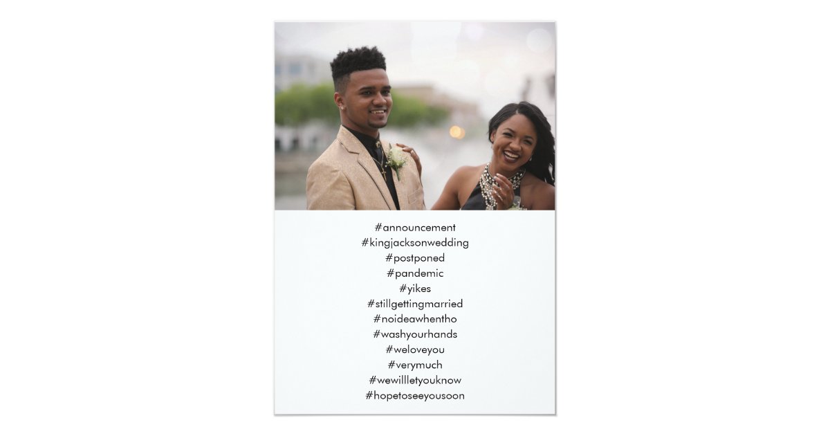 Your Top 12 Hashtags Photo Postponed Wedding Invitation Zazzle Com