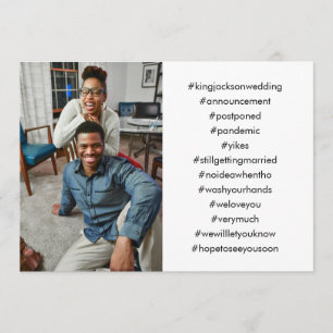 Your Top 12 Hashtags Photo Postponed Wedding Invitation