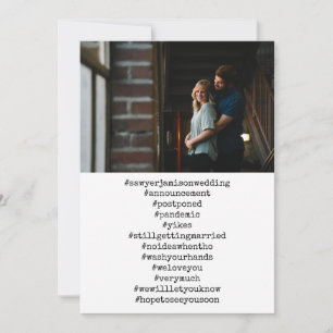 Your Top 12 Hashtags Photo Postponed Wedding Invitation