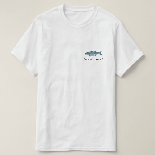 Your Town or Name Striped Bass FISHING T_Shirt