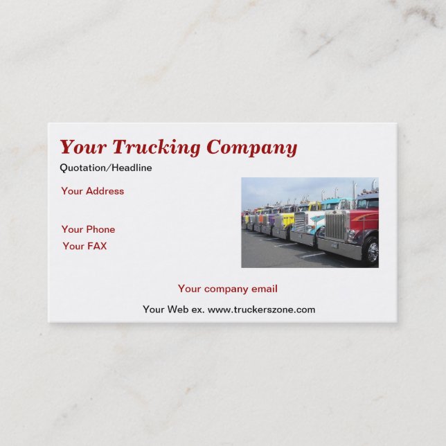 Your Trucking Company Business Card (Front)