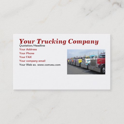 Customizable Your Trucking Company Business Card