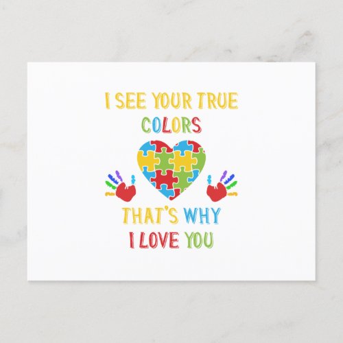 Your True Colors Autism Announcement Postcard