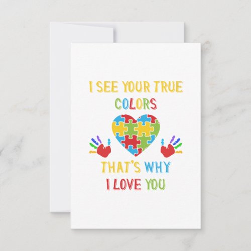 Your True Colors Autism Thank You Card