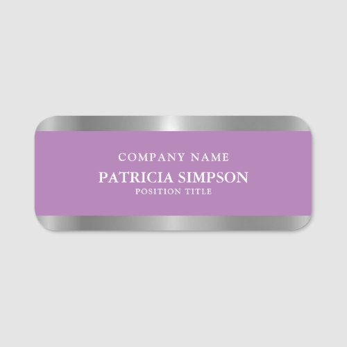 Your Unique Style Lavender Purple Metallic Silver Name Tag